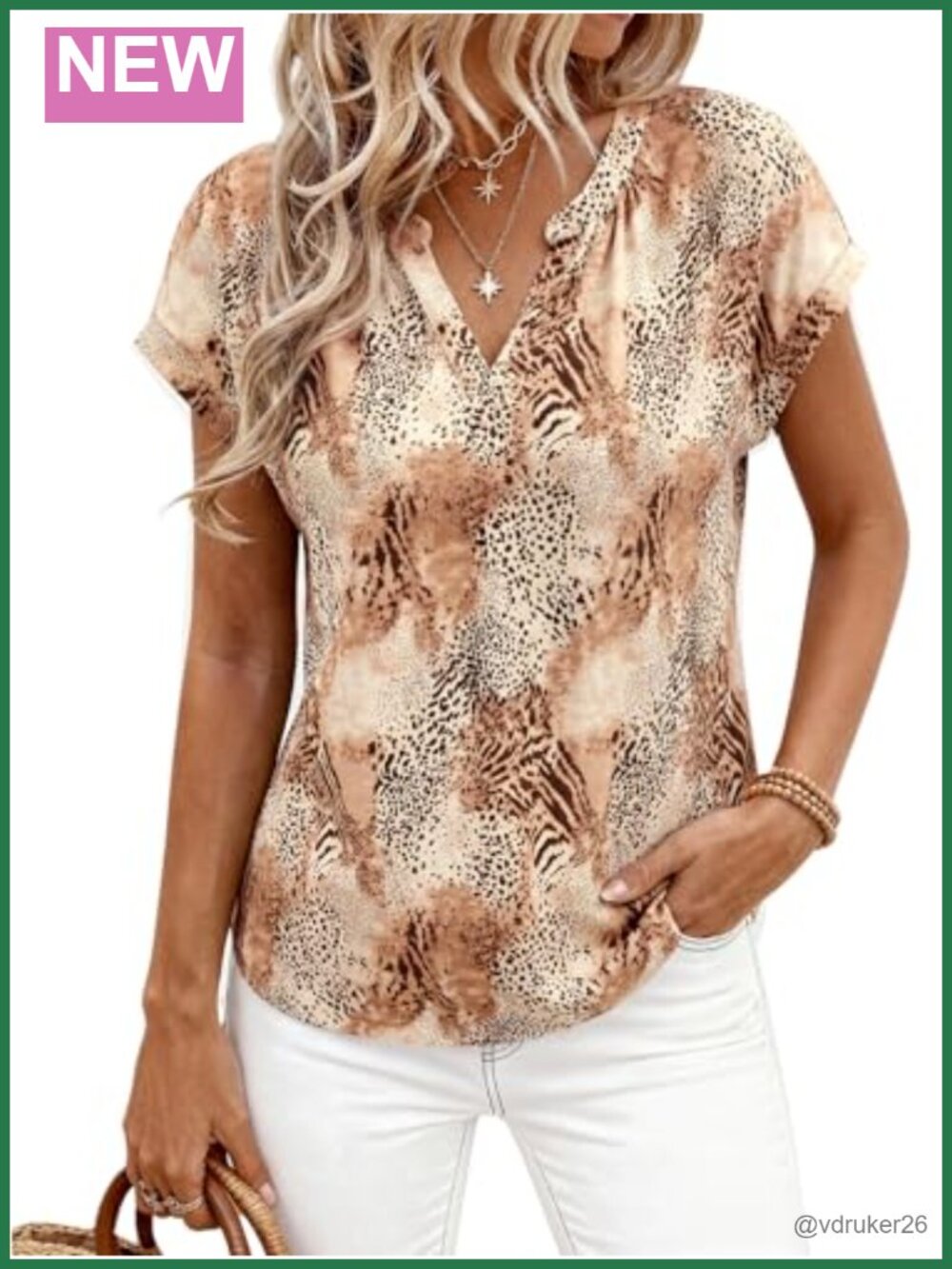 PRETTYGARDEN Womens Floral Short Sleeve V-Neck Blouse Dressy Casual Top